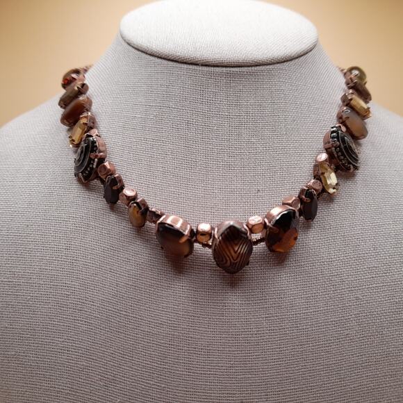 Chico's Beaded Necklace, Bronze Beads, New With Tags, 20" - Picture 2 of 14